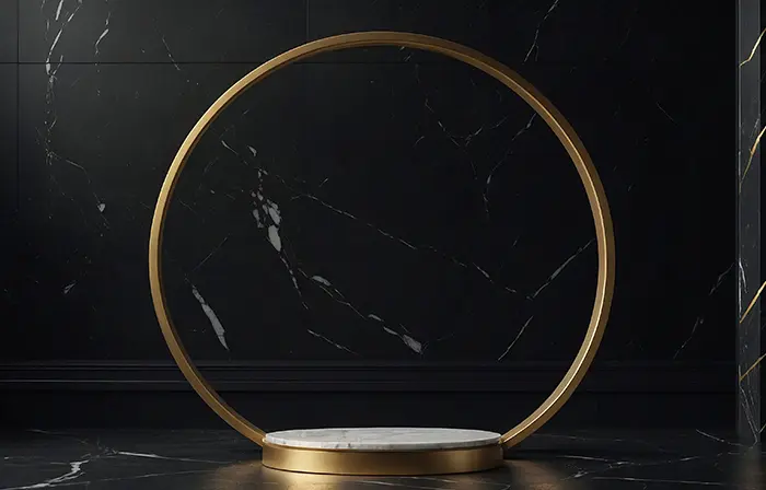 Luxurious Gold Circle Bench Texture Display
